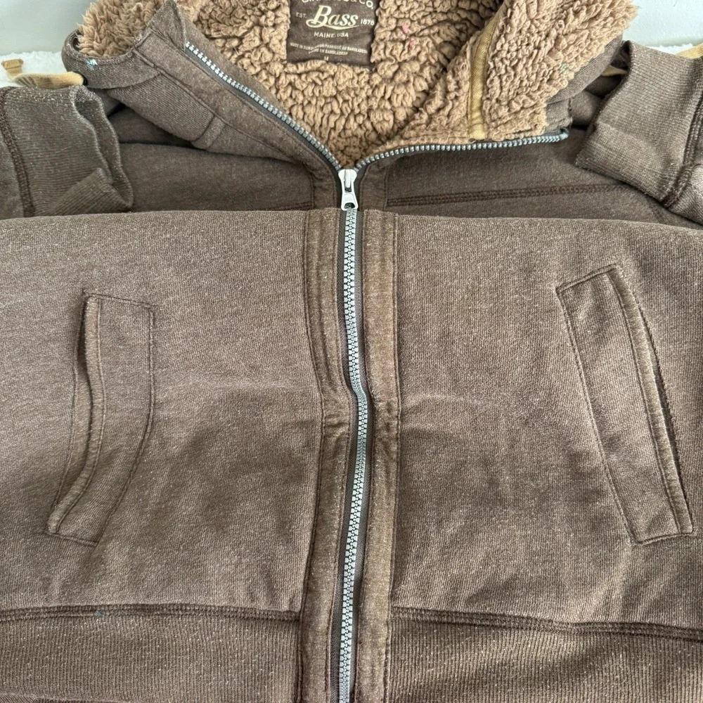 GH Bass & Co Mens Full Zip Hooded Fleece Jacket M Outdoors Barn Workwear Utility